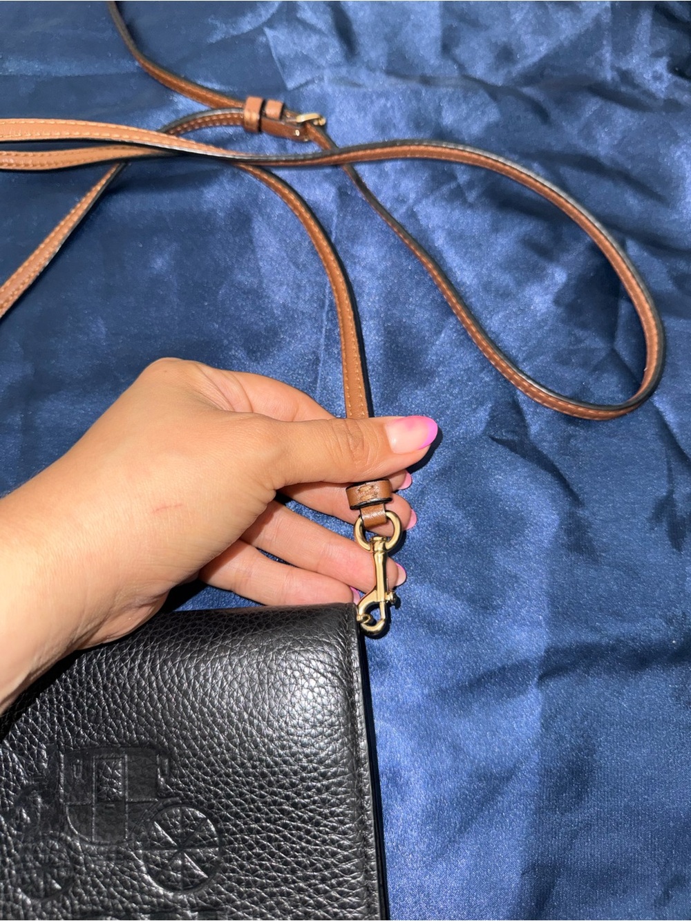 Coach Black Pebbled Leather Crossbody with Brown Strap - Picture 3 of 7